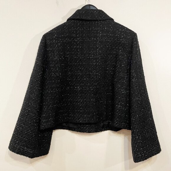 EUC Hill House Bea Tweed Flare Sleeve Jacket Black Large $250 - Picture 5 of 9